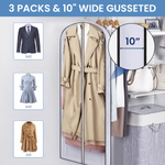 3PCS Clear Garment Bags for Hanging Clothes, Hanging Clothes Storage, Suit Bags for Closet Storage and Travel