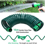 HASTHIP® 50ft/15m Garden Hose Pipe with 7 Function Sprayer Gun, Expandable EVA Lightweight Anti-Kink Flexible Water Hose with 3/8'' Quick Connector & Sprinkler for Home Garden Car Washing Pet Bathing