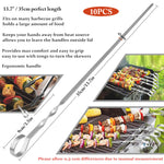 HASTHIP® 10pcs Skewers for Grilling BBQ, 35cm Stainless Steel Kebab Skewers, Reusable BBQ Sticks for Vegetables, Meat, Chicken