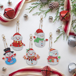 HASTHIP® Christmas 5D Diamond Painting Keychain Decorative Accessories Christmas Diamond Painting Pendant Snowman Keychain Home Key Student Bag, Christmas Gifts
