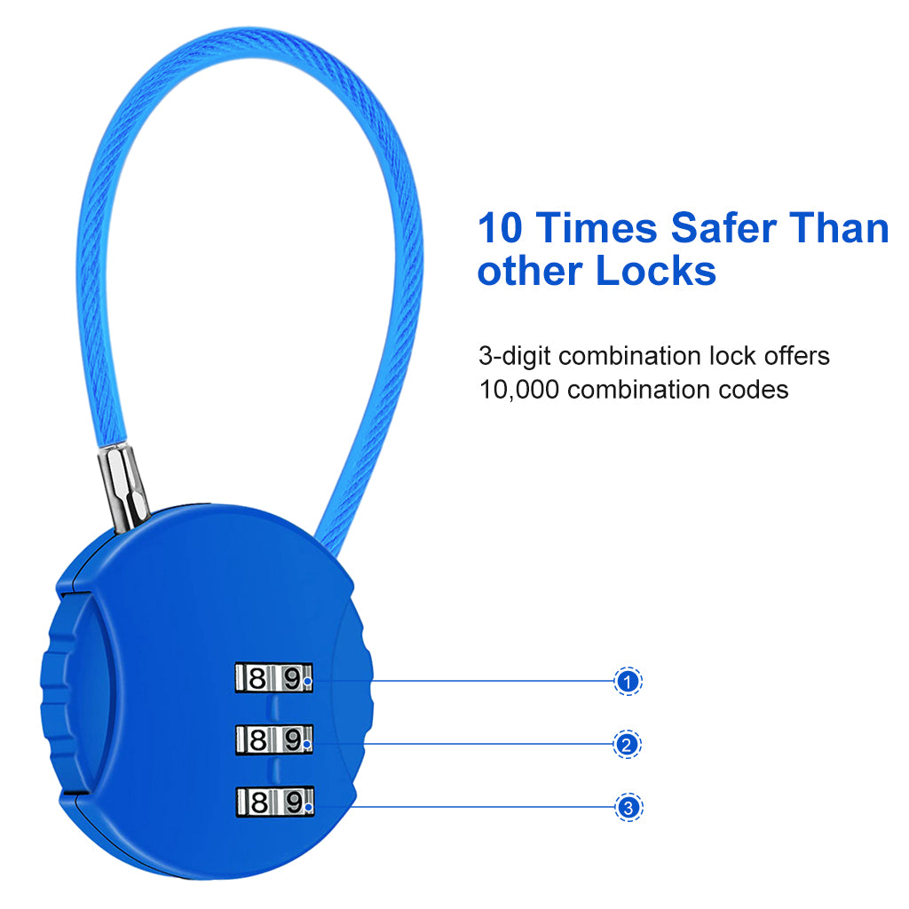 2Pcs Luggage Number Lock - 3 Digit Zinc Alloy Combination Lock Padlock, Outdoor Waterproof Padlock for School Gym Locker, Sports Locker, Fence, Toolbox, Gate, Case, Hasp Storage (Black&Blue)