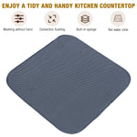 Rack and Microfiber Dish Drying Mat, Removable Dish Rack Tray, Dish Rack & Drying Mat for Kitchen Countertop, Sink - Drain and Dry Wine Glasses, Bowls and Dishes