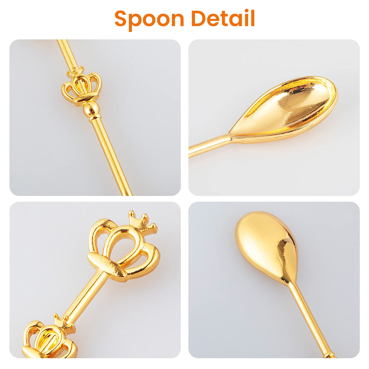 1Set Mini Crown Spoon, Stainless Steel Teaspoon Sugar Stirring Spoon for Coffee Dessert Ice Cream Appetizers for Christmas Gifts