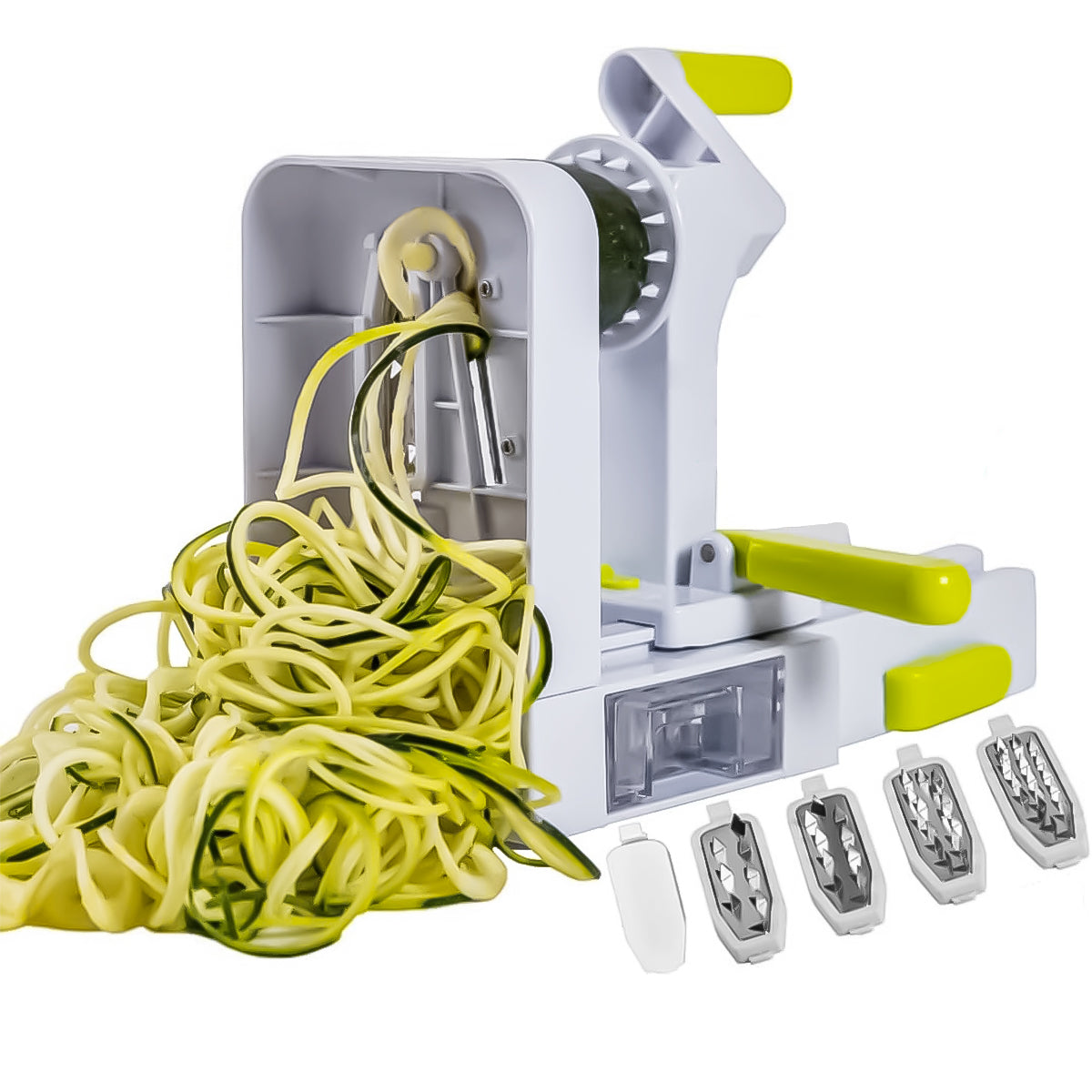 Potato Spiralizer Kitchen Food Processor 4-in-1 Rotating Spiralizer with Suction Cup Base Tuber Crop Spiralizer Vegetable Spiralizer for Zucchini, Carrots, Potatoes, Sweet Potatoes, Cassava