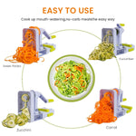 Potato Spiralizer Kitchen Food Processor 4-in-1 Rotating Spiralizer with Suction Cup Base Tuber Crop Spiralizer Vegetable Spiralizer for Zucchini, Carrots, Potatoes, Sweet Potatoes, Cassava