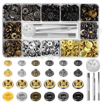HASTHIP® 120 Sets Metal Snap Button and Tools Set, 6 Color 12.5mm Button Snaps Press Studs with 4 Setter Tools, Leather Snap Fasteners Kit for Clothes, Jackets, Jeans Wears, Bags