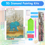 Diamond Painting Kit, 12x16inch Blue Elephant Diamond Painting, 5D Diamond Painting Kit for Adults & Kids, Very Suitable for Home Leisure and Wall Decoration, Gift for Kids and Adults