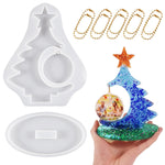 Christmas Tree Resin Mold, DIY Christmas Tree Ornament with Round Hanging Photo Frame Mold & Base Large Christmas Tree Silicone Resin Mold, 8.3 * 6.8 Inches