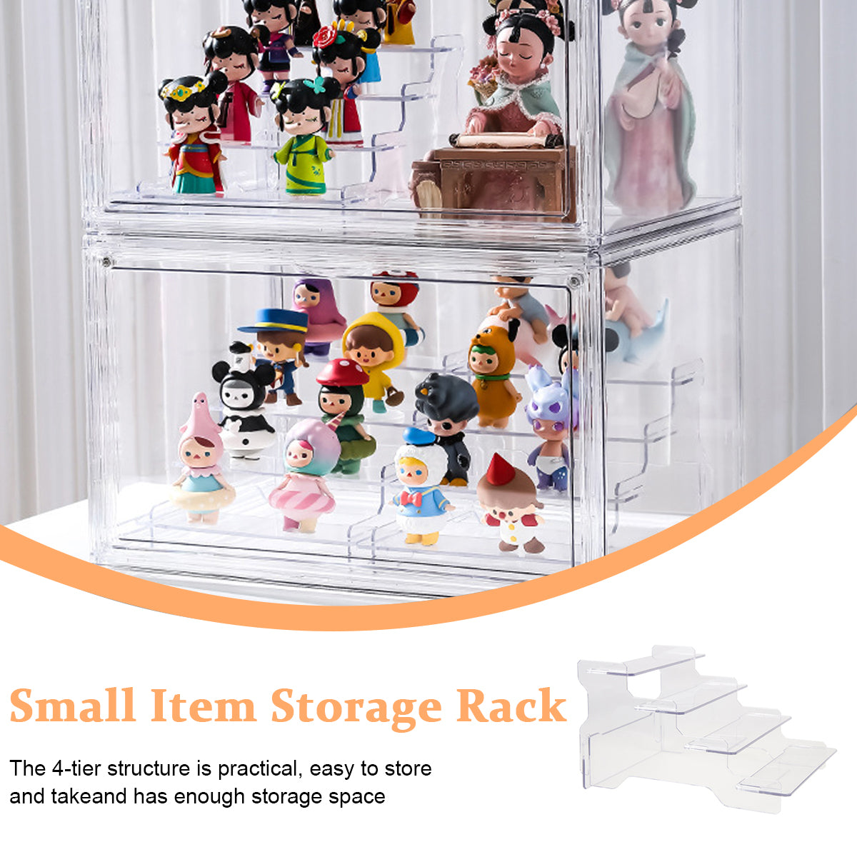 Acrylic Display Rack for Figures Collection Garage Kits POP MART Blind Box Figures Desk Decoration Figures 4-Layer Transparent Acrylic Display Rack for Anime Figures Toy, Perfume, Model Toy