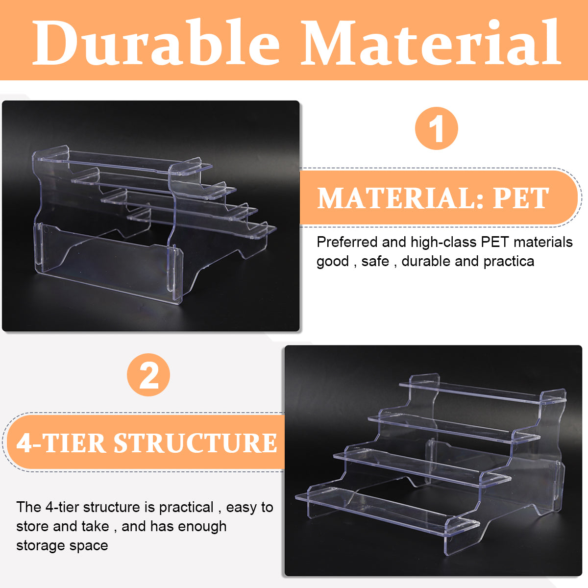 Acrylic Display Rack for Figures Collection Garage Kits POP MART Blind Box Figures Desk Decoration Figures 4-Layer Transparent Acrylic Display Rack for Anime Figures Toy, Perfume, Model Toy