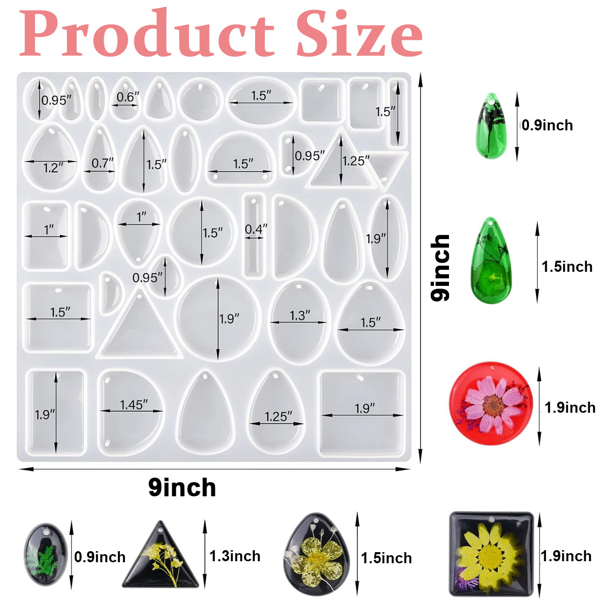 Resin Mold 38 in 1 Geometric Shape Silicone Mold for Resin Art Pendant Mold DIY Hanging Ornament Reusable Resin Mold for DIY Necklace, Jewelry, Keychain Charms