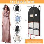 Garment Bag Dust Cover 49.2'' Long Dust Cover for Clothes, Non-woven Fabric Garment Cover with Clear Window and 4 Pockets Hanging Garment Bag for Clothes, Coats, Jackets, Suits, Shirts