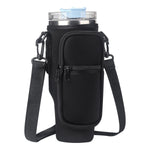 HASTHIP® Water Bottle Carrier Bag with Pocket for Stanley 40 OZ Tumbler with Adjustable Shoulder Strap, Sports Water Bottle Accessories Accessories for Hiking Travelling Camping, Black