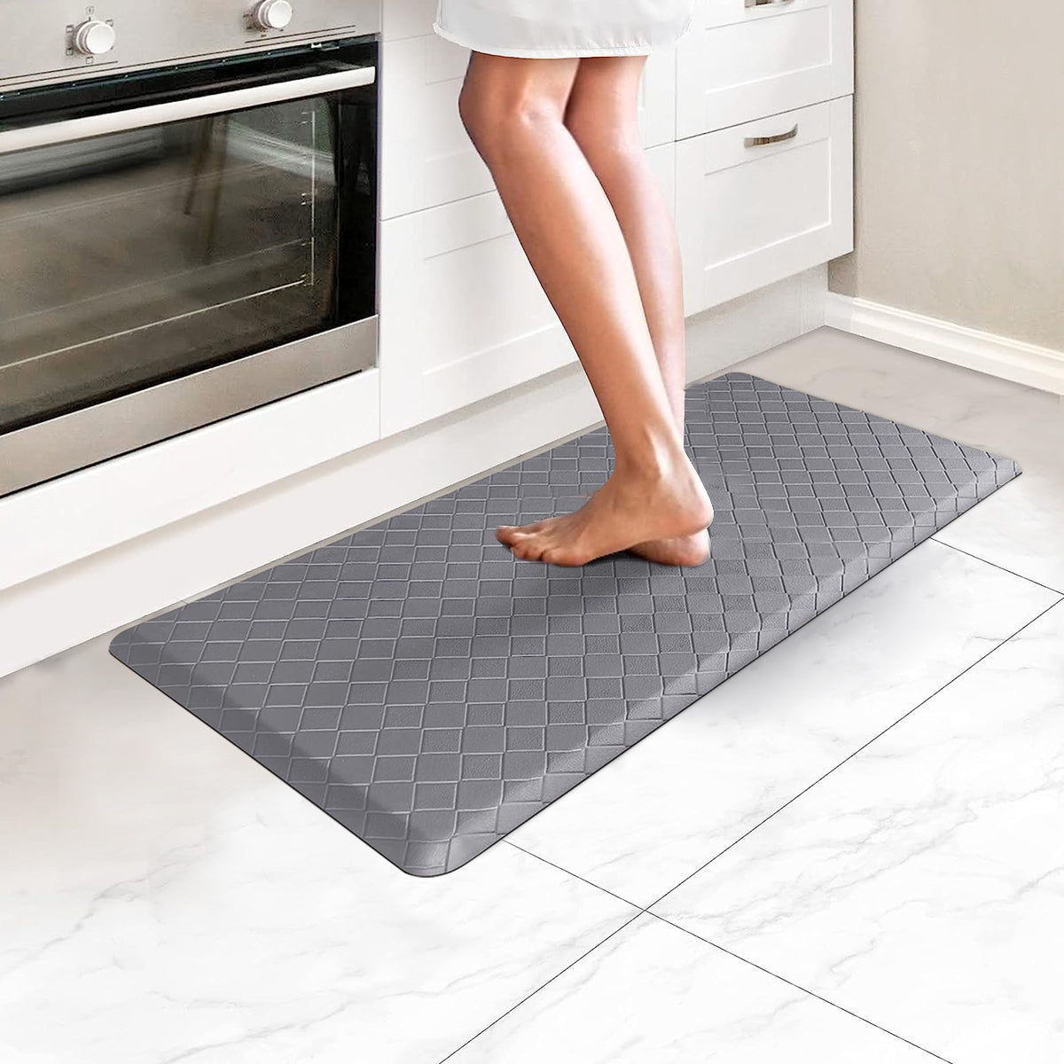 Anti Fatigue Mat, 17'' x 28'' Ergonomic Comfort Rug, Thick Waterproof Non-Slip Kitchen Mats for Kitchen, Sink, Laundry, Floor, Office, Grey