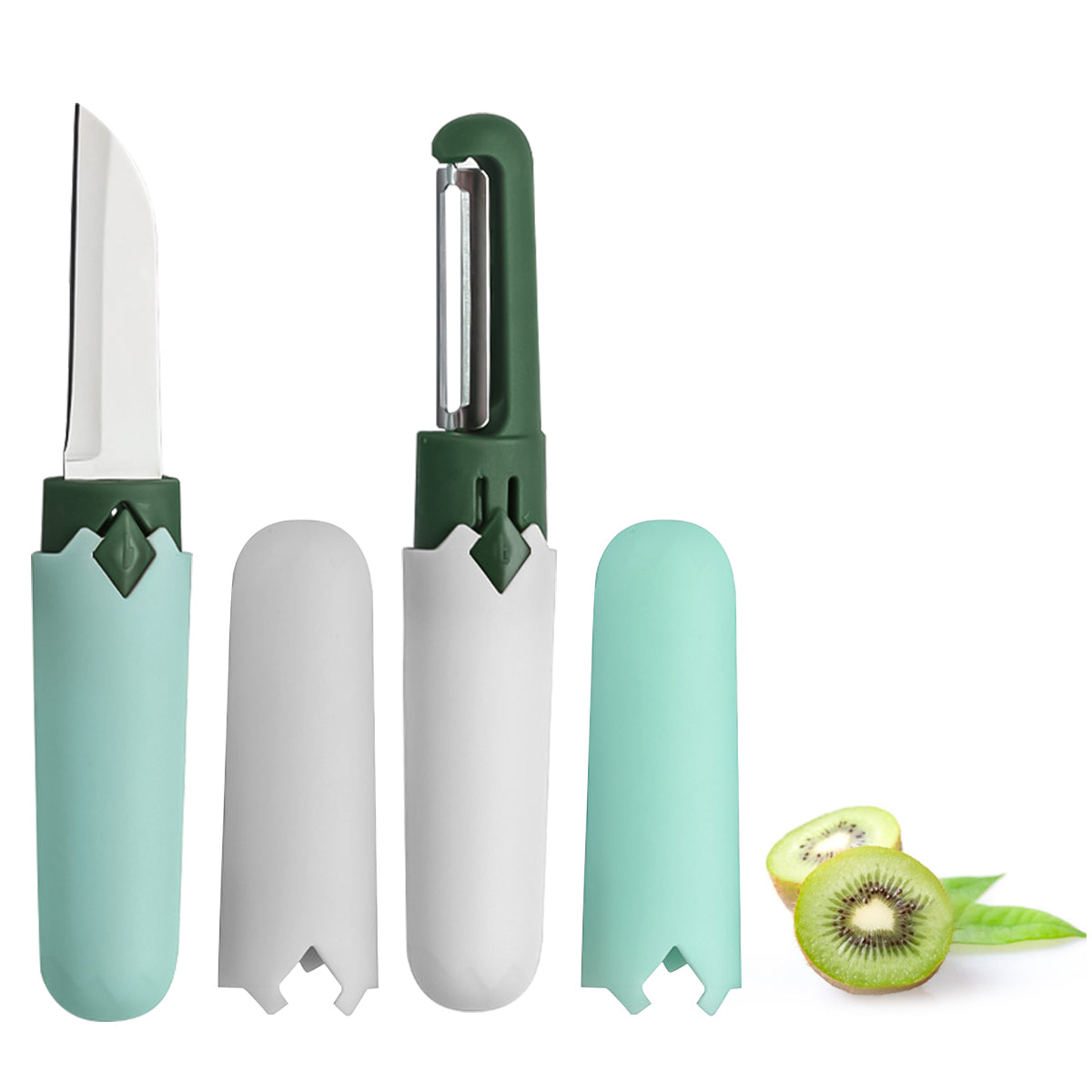 2 in 1 Stainless Steel Fruit Knife Peeler, Vegetable Peeler Dual-Use Knife for Potato Cucumber Carrot Scrapper Double Edge Serrated Portable Peeling