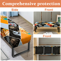 HASTHIP® Stretchy Bench Seat Cover Anti-scratch Dacron Cover for Living Room Bench Floral Print Bench Cover Leather Bench Seat Protector Cover for Piano Bench, Entryway Bench Anti-Dust Removable Bench