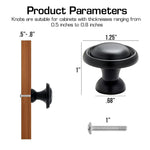 10Pcs Metal Cabinet Knobs, 1.25'' Round Black Zinc Alloy Cabinet Knobs, Rust and Scratch-Resistant Drawer Handles Pulls with Screws for Cabinet, Drawer, Cupboard, Wardrobe