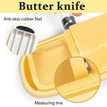 Butter Box with Lid Butter Storage Case Food Grade Silicone Butter Dish 7.5'' x 3'' Small Butter Box 2 in 1 Lid with Cutter Storage Slot Butter Holder for Table, Fridge