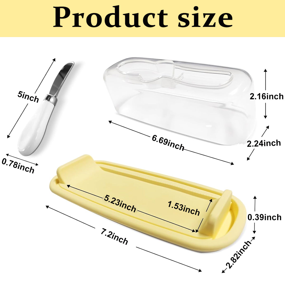 Butter Box with Lid Butter Storage Case Food Grade Silicone Butter Dish 7.5'' x 3'' Small Butter Box 2 in 1 Lid with Cutter Storage Slot Butter Holder for Table, Fridge