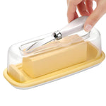 Butter Box with Lid Butter Storage Case Food Grade Silicone Butter Dish 7.5'' x 3'' Small Butter Box 2 in 1 Lid with Cutter Storage Slot Butter Holder for Table, Fridge