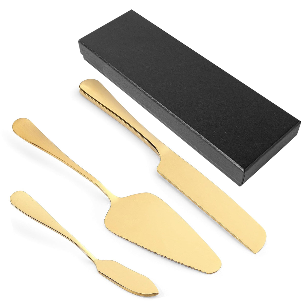 Wedding Cake Knife and Server Set, 3PCS Cake Cutting Set for Wedding, Includes 9.29'' Cake Knife, 8.8'' Cake Server and 6.7" Cake Pie Spatula for Birthday Cake, Pizza, Pie, Party Supplies