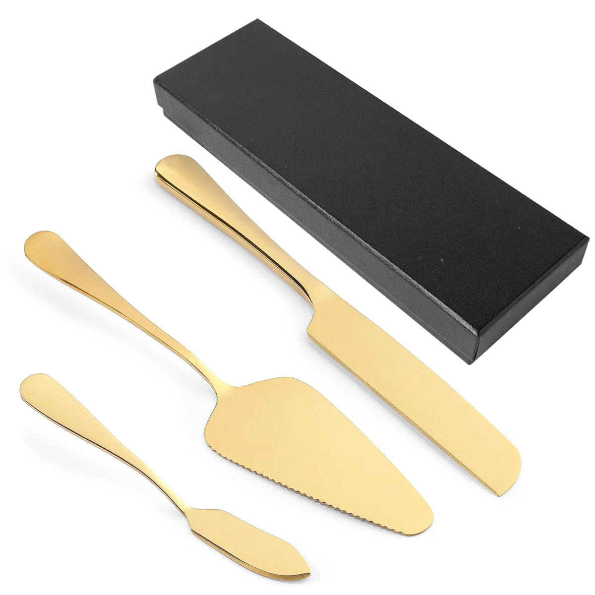 HASTHIP® Wedding Cake Knife and Server Set, 3PCS Cake Cutting Set for Wedding, Includes 9.29'' Cake Knife, 8.8'' Cake Server and 6.7" Cake Pie Spatula for Birthday Cake, Pizza, Pie, Party Supplies
