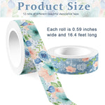 HASTHIP® 12 Rolls Floral Washi Tape 0.59 inches x 16.4ft Aesthetic Floral Art Scrapbooking Washi Tape Masking Tape Floral Print Washi Tape for Decorating, Scrapbooking, DIY Crafts Scrapbook Supplies