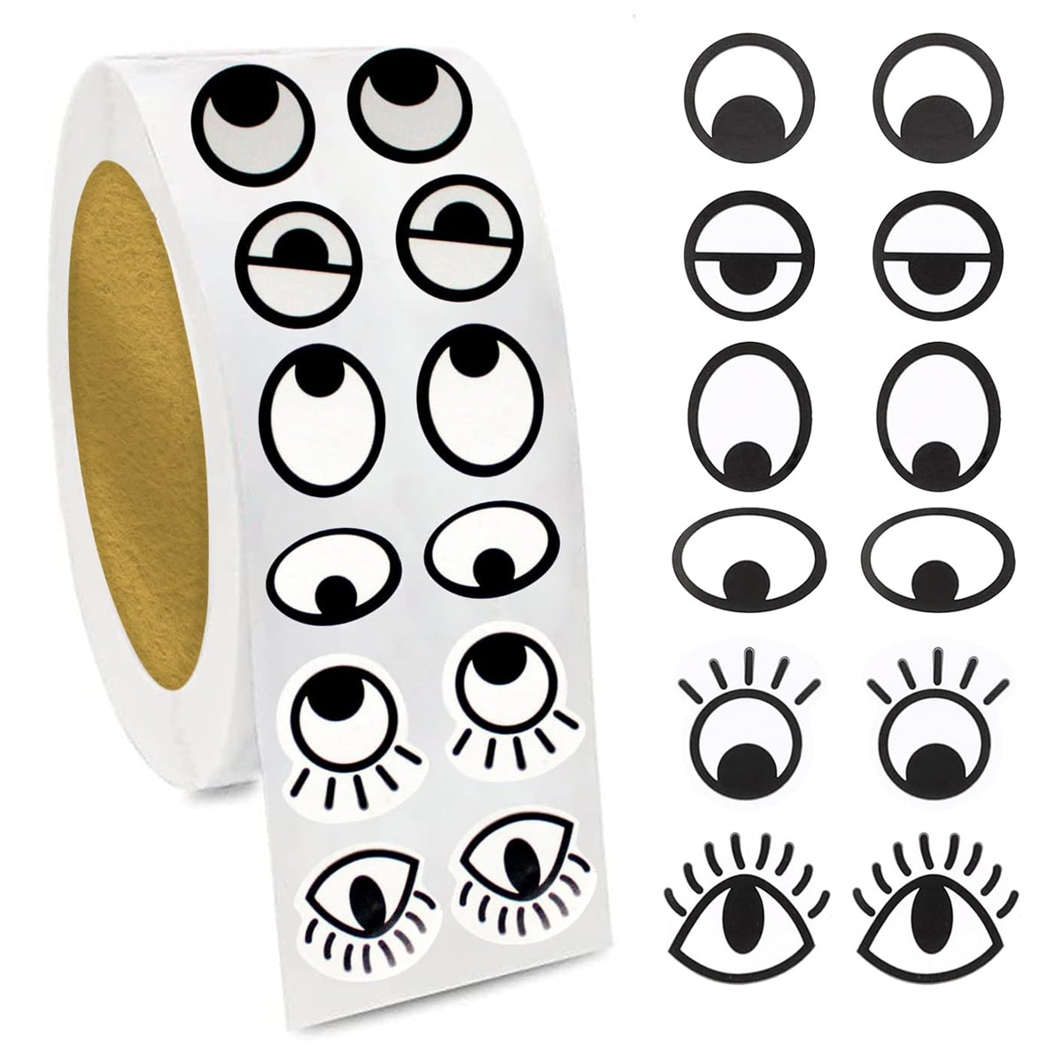 2000 Pcs Per Roll Cute Eye Stickers Labels, Eyes Self Adhesive Stickers for DIY Handmade Arts and Crafts and Home Decoration, 1.3cm Diameter (Black and White)