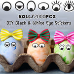 2000 Pcs Per Roll Cute Eye Stickers Labels, Eyes Self Adhesive Stickers for DIY Handmade Arts and Crafts and Home Decoration, 1.3cm Diameter (Black and White)