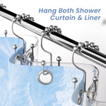 HASTHIP® 12Pcs Shower Curtain Hooks - Shower Curtain Rings Rust Proof Metal Double Glide Shower Hooks Rings for Bathroom Shower Rods Curtains (Nickel)