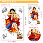 HASTHIP® 1 Sheet 3D Wall Paper Sticker Anime Onepiece Monkey D Luffy 3D Wall Paper Self Adhesive PVC Wall Paper Removable Cartoon 3D Wall Paper for Kids Room, Bed Room, Living Room, 19.6 x27.5 inches