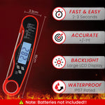 Meat Thermometer Digital for Grilling and Cooking, Waterproof Ultra-Fast Instant Read Food thermometers with Folding Probe Backlight & Calibration for Kitchen, Deep Fry, BBQ, Grill