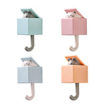 HASTHIP® Wall Hooks - Creative Adhesive Coat Hook, 4 Pcs Cute Pet Hooks for Coat, Scarf, Hat, Towel, Key, Bag, Utility Cat Hook for Wall Hanging Decorations, 2kg Loading Capacity Max