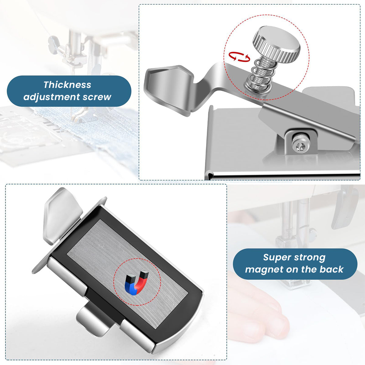 Seam Guide for Sewing Machine Magnet Seam Guide for Sewing Straight Lines Metal Seam Guide Sewing Machine Attachment Seam Guide Universal Seam Guide Hem Guide for Mechanical Sewing Machine