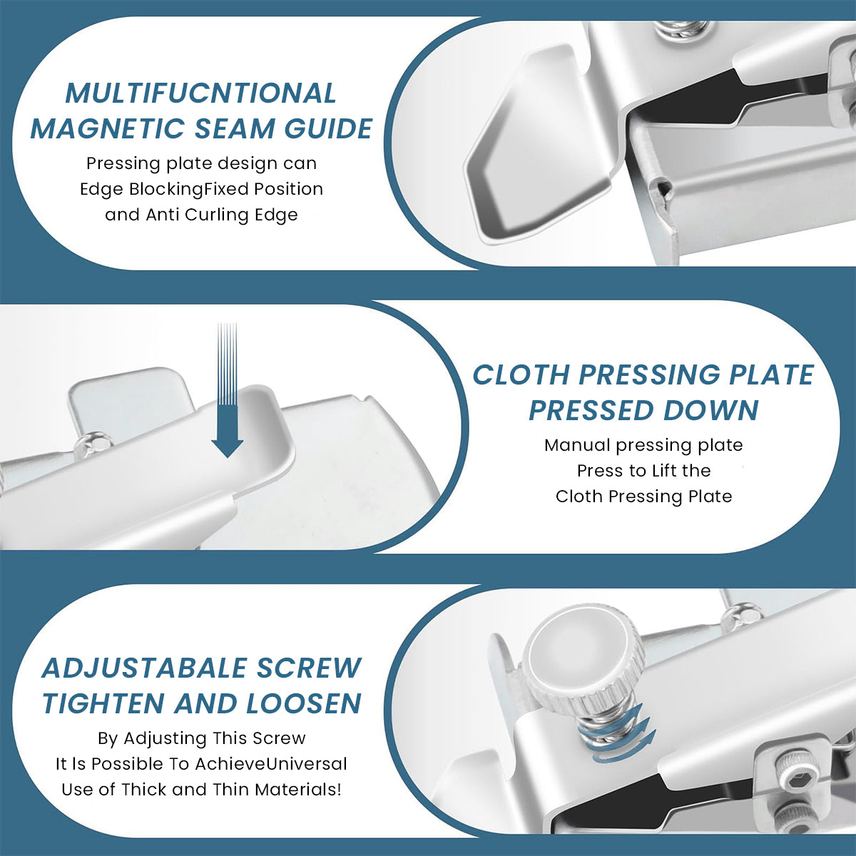 Seam Guide for Sewing Machine Magnet Seam Guide for Sewing Straight Lines Metal Seam Guide Sewing Machine Attachment Seam Guide Universal Seam Guide Hem Guide for Mechanical Sewing Machine