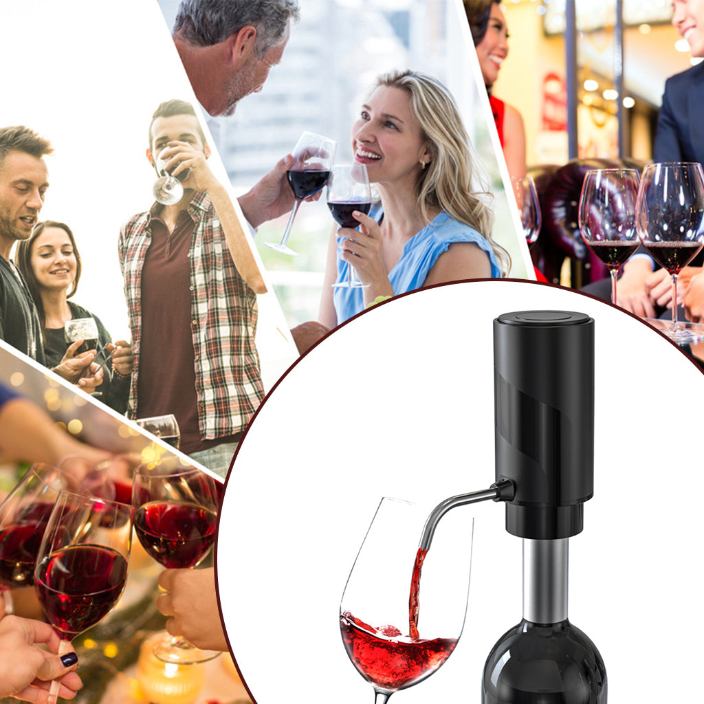 Electric Wine Aerator Wine Decanter Automatic Wine Aerator, One Touch Wine Dispenser Wine Pourer with USB Rechargeable, Wine Lover Gifts for Women&Men (Black-ABS)