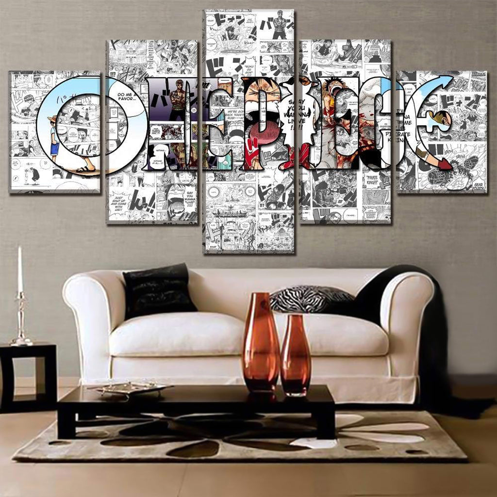 Anime Poster - 5 Piece Canvas Wall Art One Piece Manga Wall Posters, Home Decor Items for Living Room, Painting for Wall Decoration, Wall Decoration Items for Living Room, No Wooden Frame