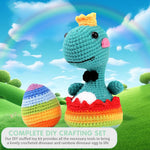 Crochet Stuffed Animal Kit Crochet Kit for Beginners Knitting Kit Full Set Crochet Starter Kit with Yarn, Polyester Fiber, Crochet Hooks, Tutorial Video, DIY Gift Friends (Rainbow Dinosaur)