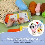 4Pcs DIY Crochet Kit Set Cartoon Chenille Animals Crochet Stuffed Animal Kit Stuffed Toy Desk Decor Keychain Pendent Starter Crochet Cute DIY Cartoon Crocheting Kit DIY Gift for Kids, Adults