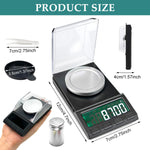 Digital Kitchen Weighing Scale for Home 50g/0.001g Food Weighing Scale for Diet LCD Digital Pocket Scale with Tray Calibration Weight & Tweezer Portable Electronic Kitchen Scale for Jewellery