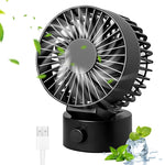 Mini USB Desk Fan with 2-Speed Control, Portable Small Desktop Fan Quiet Handheld Cooling Fan with Stand for Office, Travel & Makeup (Black)