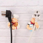 HASTHIP® 2-Pack Decorative Power Plug Holder - Kitchen Electric Wire Plug Hooks Holder, Ceramic Wall Hooks for Wire, Key & Utensil Storage, Kitchen & Bathroom Organizer (Milk + Bread)