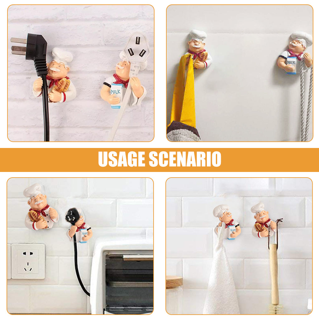 2-Pack Decorative Power Plug Holder - Kitchen Electric Wire Plug Hooks Holder, Ceramic Wall Hooks for Wire, Key & Utensil Storage, Kitchen & Bathroom Organizer (Milk + Bread)