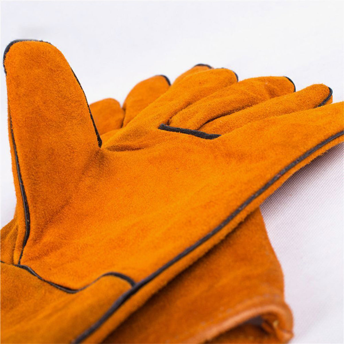 14in Welding Gloves for Furnace/Tig Welder/BBQ, Heavy Duty Leather Industrial Gloves with Extra Padded Palm, Long Sleeve Heat Resistant Gloves, Heat/Fire Resistant