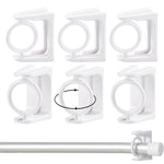 6Pcs Round Hook Rotating Curtain Rod Bracket, Wall Mounted Rod Holder for Towel Bar Wardrobe Rod, Self Adhesive Rod Hanger for Shower Curtain Rod, Tier Curtains Rod, Tier Drape Rod