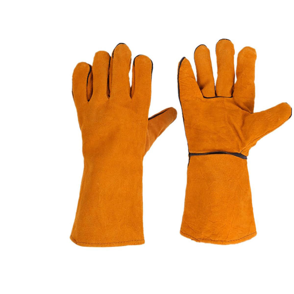 14in Welding Gloves for Furnace/Tig Welder/BBQ, Heavy Duty Leather Industrial Gloves with Extra Padded Palm, Long Sleeve Heat Resistant Gloves, Heat/Fire Resistant