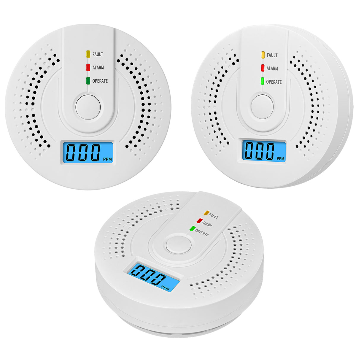 3pcs Carbon Monoxide Detector Carbon Monoxide Alarm Detectors with Digital Display & LED Lights, 85DB Loud Alarm CO Alarm Detector for Kitchen, Room (Battery Not Included)