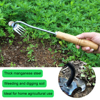 HASTHIP® Weeder Hand Tool, 14.1 Inches Short Garden Weeding Tool Steel 4-Claws Weeder Hand Tool, Portable Weed Puller, Manual Weed Puller for Lawn, Garden, Plant Pot, Vegetable Fields