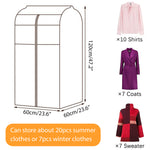 Large Wardrobe Garment Cover 47.2 inches Dust Cover for Clothing Wardrobe Transparent Zipping Garment Cover Hanging Clothes Cover Bottom Enclosed Clothes Protector for Wardrobe