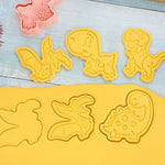 Cookie Molds 6 Piece Dinosaur Cookie Molds Dinosaur Stamped Embossed Cookie Cutter Mold Party Favor Food Grade PP Dinosaur Cookie Molds